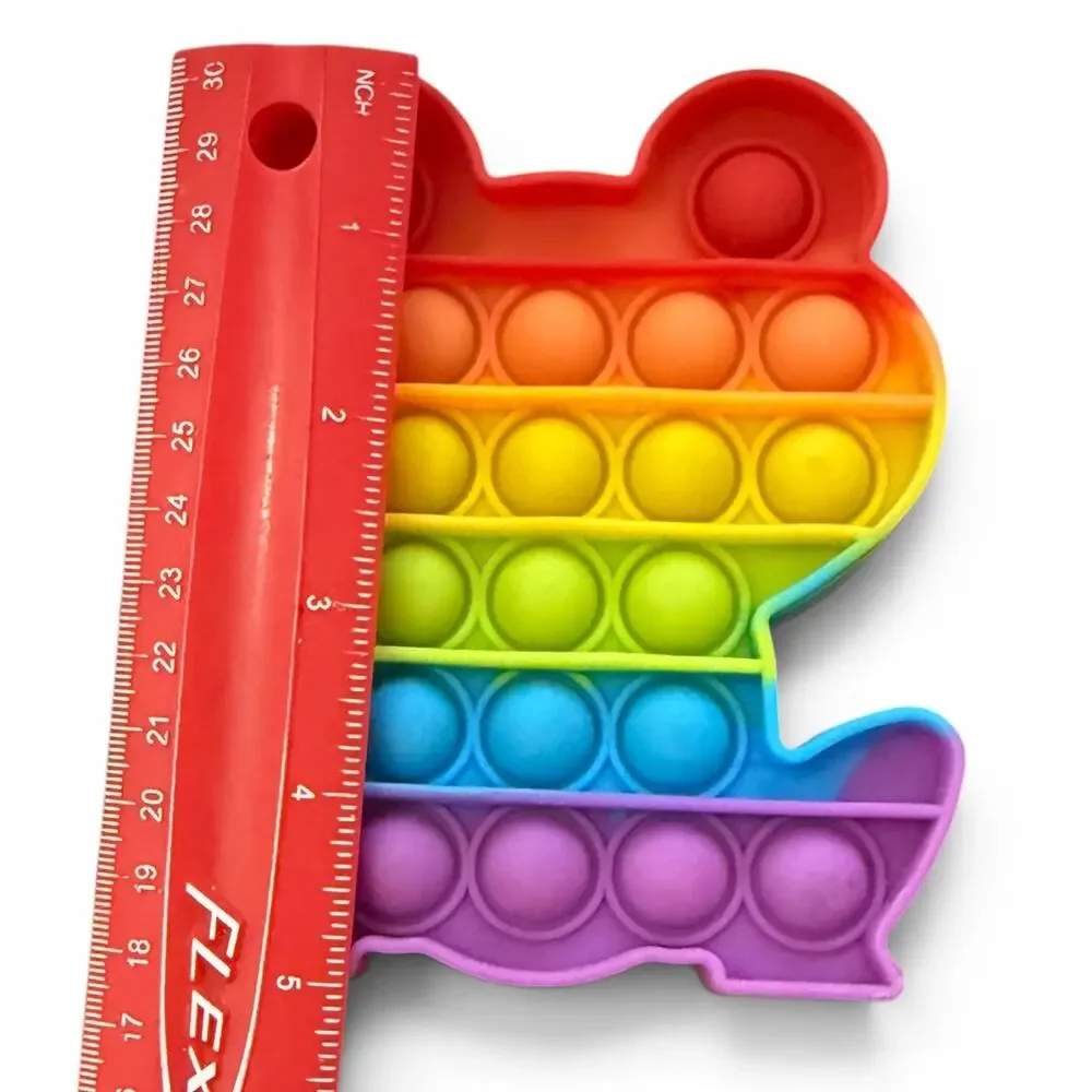 Frog & Lion Large Push Pop Bubble Sensory Rainbow Yellow Toy